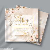 Pastel Herfst Boho Bloemen Gouden bruiloft Gastboe Gastenboek