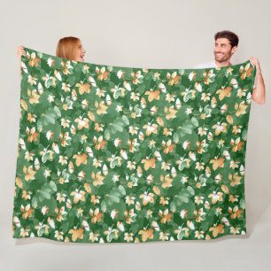 PASTEL HERFST COLORED AUTUMN LEAVES FLEECE DEKEN