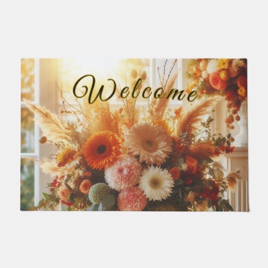Pastel Herfst Flowers Welcome Mat (Voorkant)