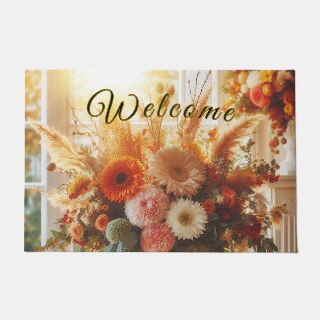 Pastel Herfst Flowers Welcome Mat (Voorkant)