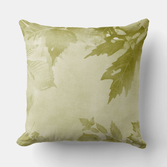 PASTEL HERFST GROENE BLADEREN KUSSEN (Voorkant)