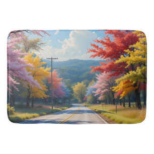 Pastel herfst landweg aquarel badmat