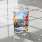 Pastel herfst landweg aquarel blikvorm glas