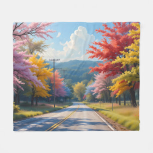 Pastel herfst landweg aquarel fleece deken