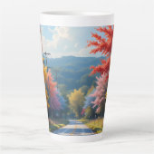 Pastel herfst landweg aquarel latte mok (Voorkant)