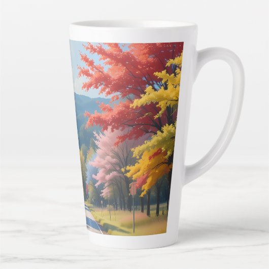 Pastel herfst landweg aquarel latte mok (Rechts)