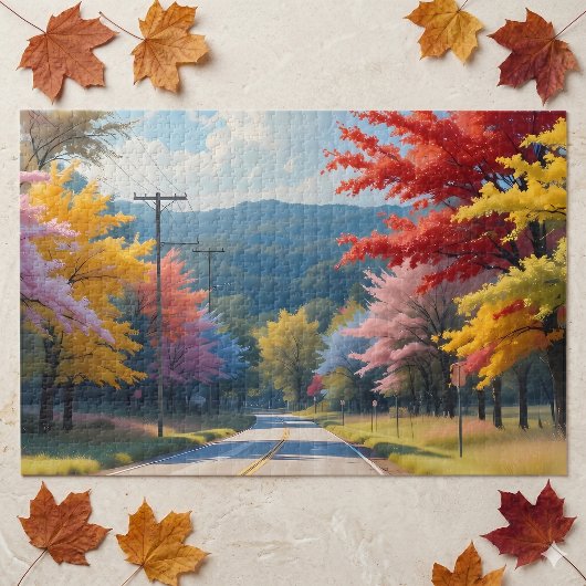 Pastel herfst landweg aquarel legpuzzel