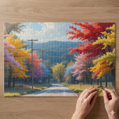 Pastel herfst landweg aquarel legpuzzel