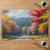 Pastel herfst landweg aquarel legpuzzel