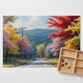 Pastel herfst landweg aquarel legpuzzel