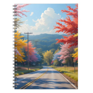 Pastel herfst landweg aquarel notitieboek