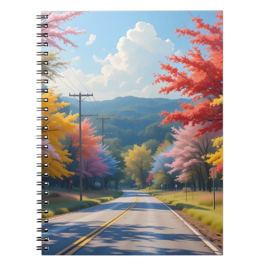 Pastel herfst landweg aquarel notitieboek (Voorkant)