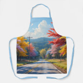 Pastel herfst landweg aquarel schort (Voorkant)