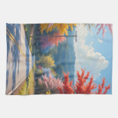 Pastel herfst landweg aquarel theedoek (Horizontaal)