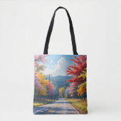 Pastel herfst landweg aquarel tote bag (Voorkant)