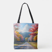 Pastel herfst landweg aquarel tote bag (Achterkant)