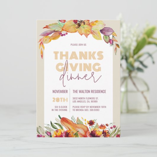 Pastel Herfst Oogst & Floral Foliage Thanksgiving Feestdagenkaart (Staand voorkant)