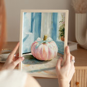 Pastel Herfst Roze Pompoen met strik Poster