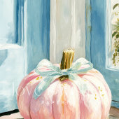 Pastel Herfst Roze Pompoen met strik Poster