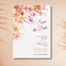 Pastel Herfst Wilde Bloem Pioen Roos Kunst Bruilof Save The Date