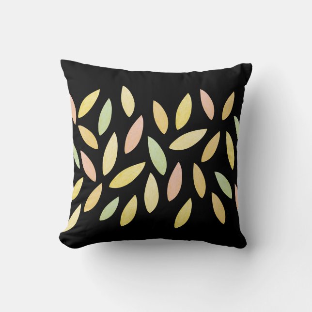 Pastel herfstbladerenpatroon kussen (Voorkant)