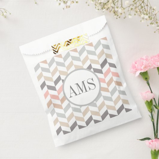 Pastel Herringbone Monogram Bedankzakje (Gezegeld)