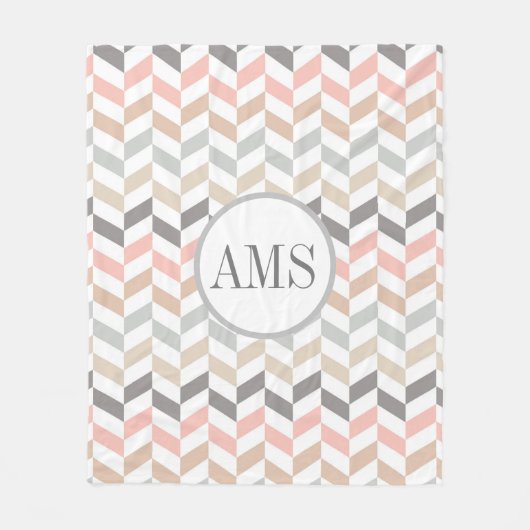 Pastel Herringbone Monogram Gepersonaliseerd Fleece Deken (Voorkant)