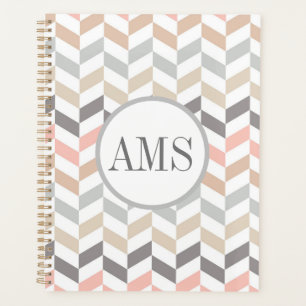 Pastel Herringbone Monogram Planner