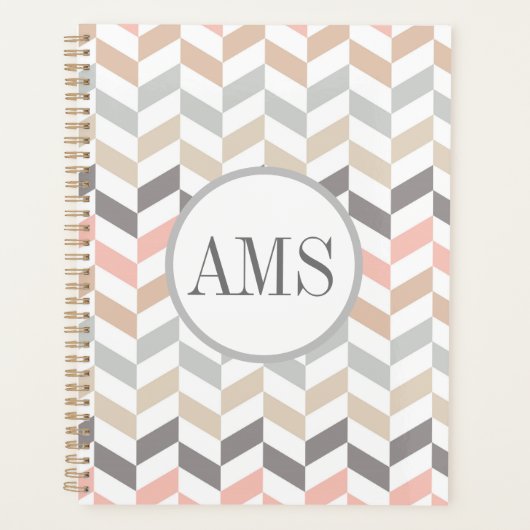 Pastel Herringbone Monogram Planner (Voorkant)
