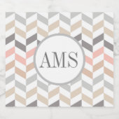 Pastel Herringbone Monogram Sparkling Wijnetiket (Enkel label)