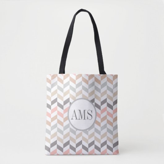 Pastel Herringbone Monogram Tote Bag (Voorkant)