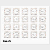 Pastel Herringbone Monogram Vierkante Sticker (Vel)
