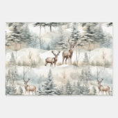 Pastel Herten Waterverf Sage Groene Winter Inpakpapier Vel (Voorkant)