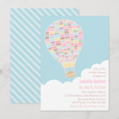 Pastel Hete Luchtballon Baby Douche Uitnodigingen (Voorkant / Achterkant)
