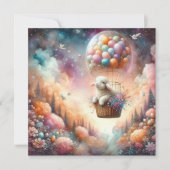 Pastel Hete Luchtballon Paaslam Christelijk Feestdagenkaart (Voorkant)