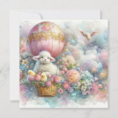 Pastel Hete Luchtballon Paaslam Kuikens Kinder Feestdagenkaart (Voorkant)