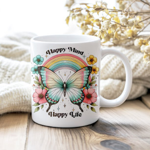 Pastel Hippie "Happy Mind Happy Life" Koffiemok