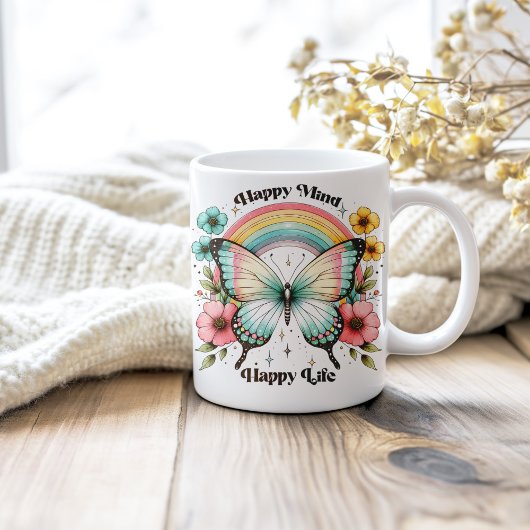 Pastel Hippie "Happy Mind Happy Life" Koffiemok