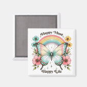 Pastel Hippie "Happy Mind Happy Life" Magneet (Voorkant / Achterkant)