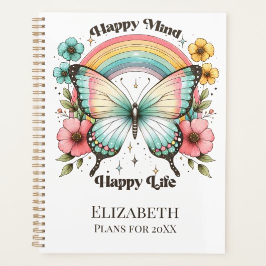 Pastel Hippie "Happy Mind Happy Life" Planner (Voorkant)
