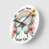 Pastel Hippie "Happy Mind Happy Life" Ronde Klok (Hoek)