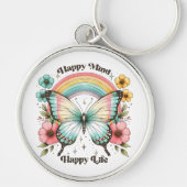Pastel Hippie "Happy Mind Happy Life" Sleutelhanger (Voorkant)