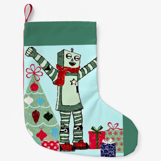  Pastel Holiday Robot Boy, Boom, Gifts Kleine Kerstsok (Voorkant)