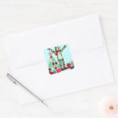 Pastel Holiday Robot Boy, Boom, Gifts Vierkante Sticker (Envelop)