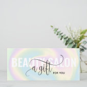 Pastel Holografische Eenhoorn Moderne Cadeaubon (Staand voorkant)