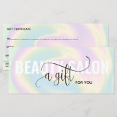 Pastel Holografische Eenhoorn Moderne Cadeaubon (Voorkant / Achterkant)