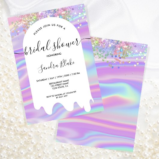 Pastel Holografische Glitter Drips Vrijgezellenfee Kaart