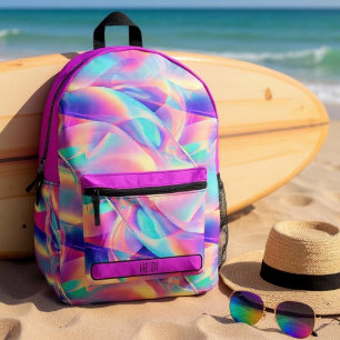 pastel holografische regenboog metallic bedrukte rugzak