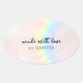 pastel holografische regenboog ovale sticker (Voorkant)