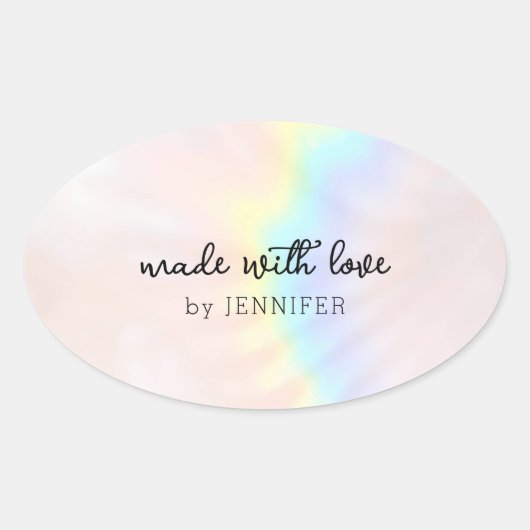 pastel holografische regenboog ovale sticker (Voorkant)